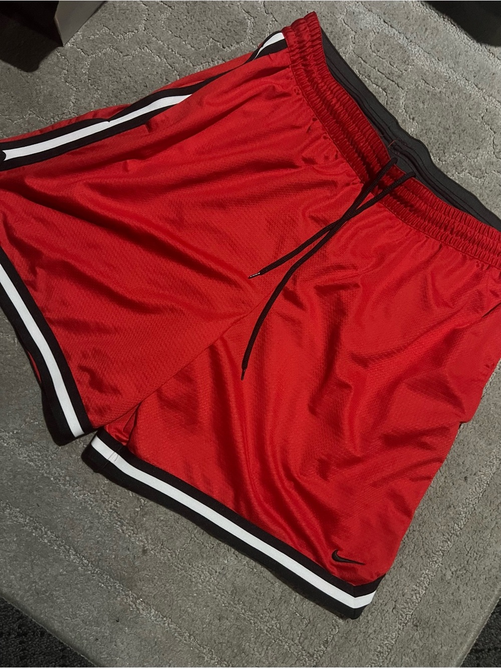 Nike Men’s Red Athletic Shorts with Black & White Trim